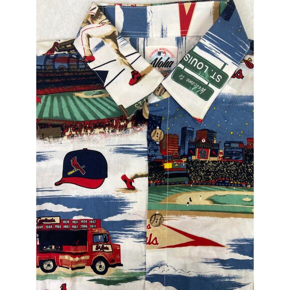 NWT Youth St. Louis Cardinals Reyn Spooner Red Scenic Button-Up Shirt, XL - Picture 3 of 6